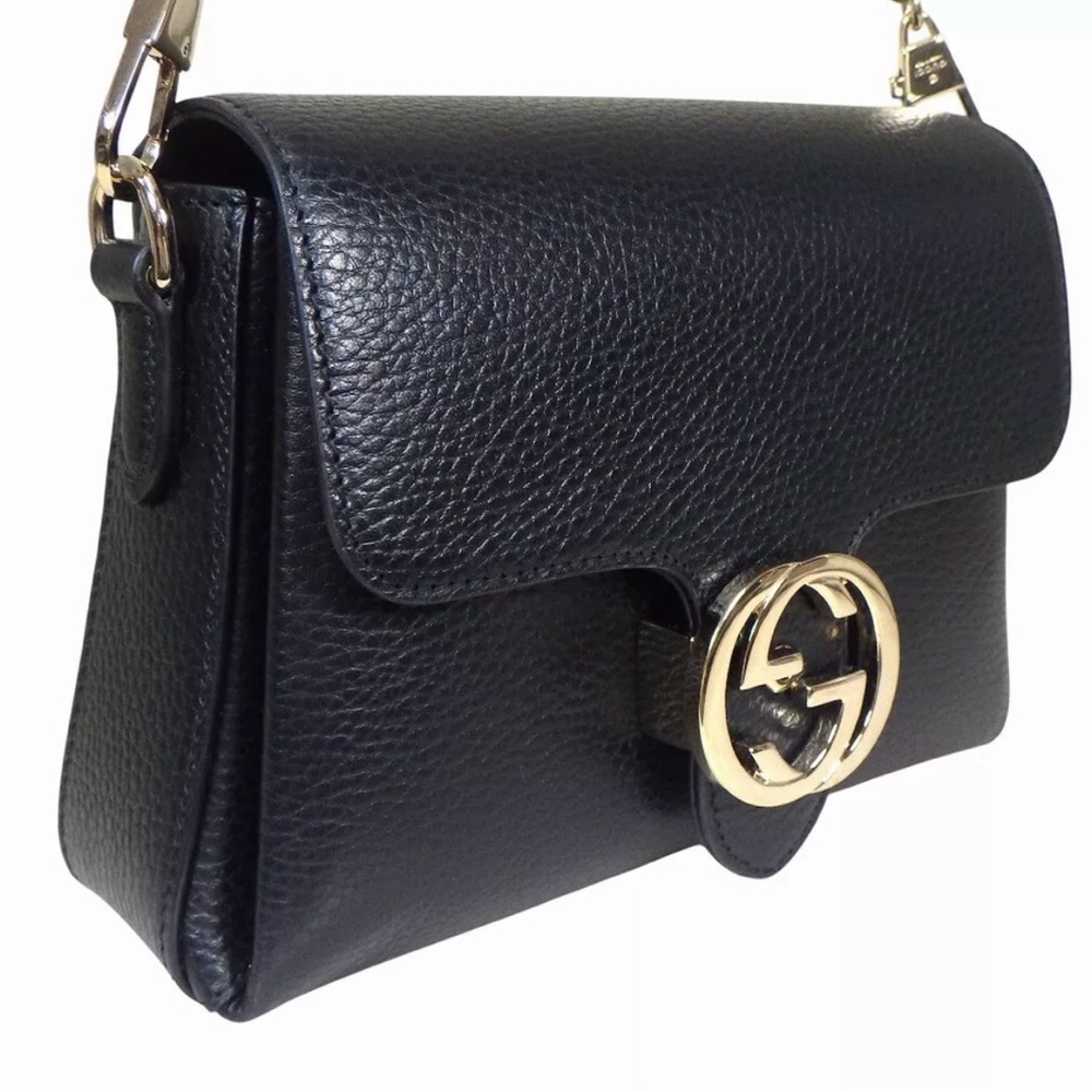 Gucci Black and Champagne/Gold shoulder/Crossbody chain Bag with Iconic Double G - Picture 2 of 11